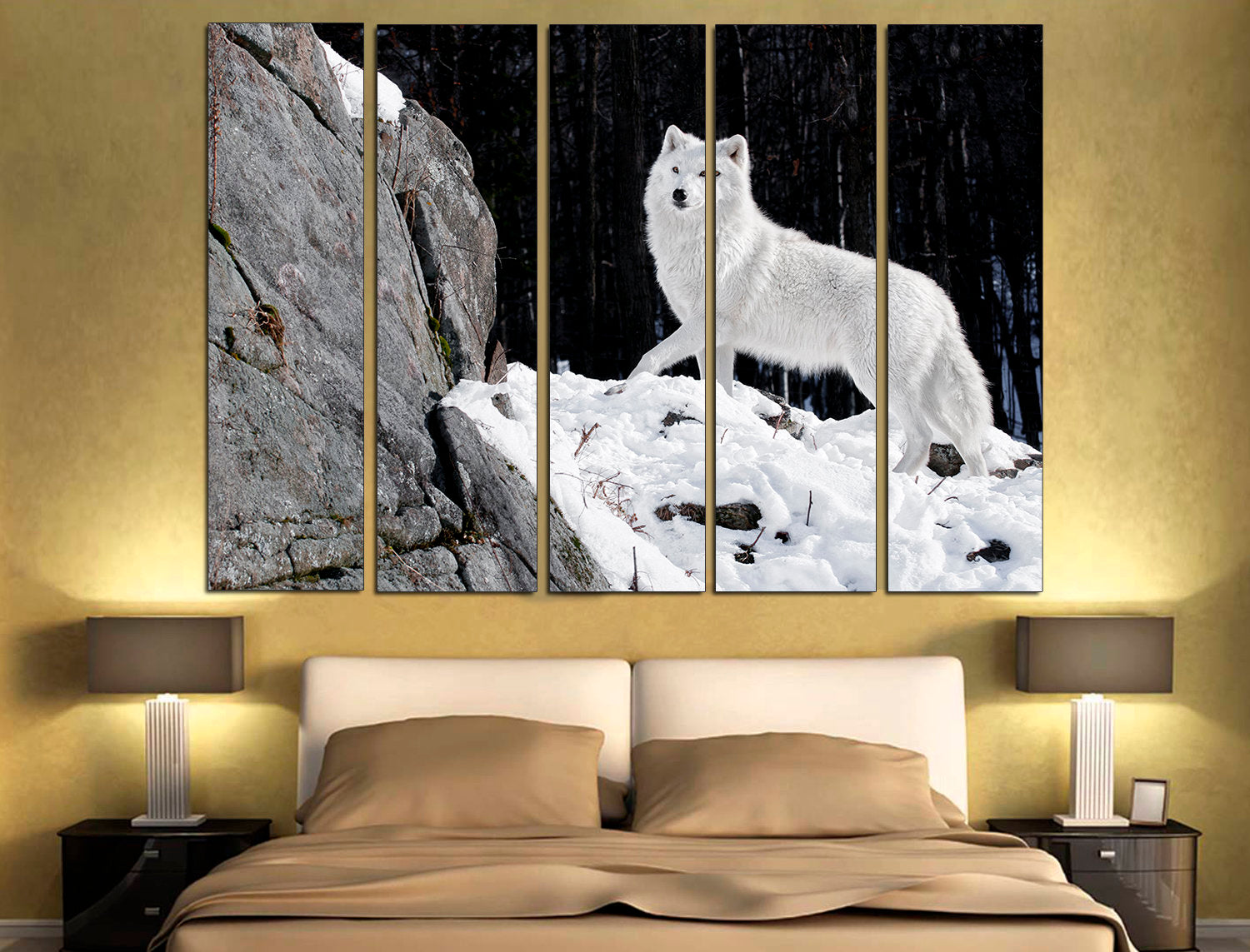 White Wolf Extra Large Wall Art Animal Canvas Print, Wolf Art Decor White Wolf Art Wolf Canvas Art