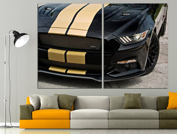 Ford Mustang Sport Car Canvas Ford Wall Art, Mustang Print Triptych Wall Art Ford Poster