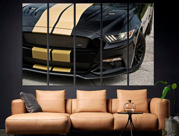 Ford Mustang Sport Car Canvas Ford Wall Art, Mustang Print Triptych Wall Art Ford Poster