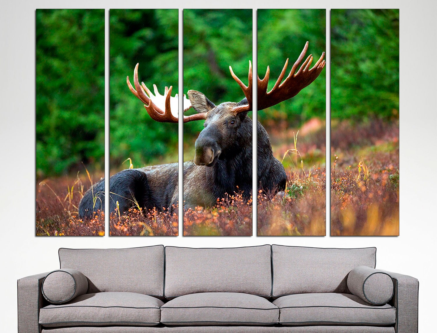 Canadian Moose Print Triptych Wall Art Moose Wall Art, Moose Room Decor Print Extra Large Wall Art