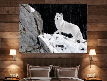 White Wolf Extra Large Wall Art Animal Canvas Print, Wolf Art Decor White Wolf Art Wolf Canvas Art