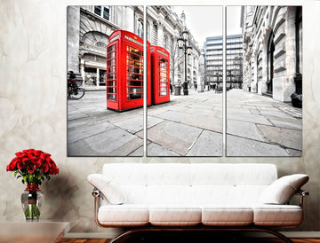 Architecture London Gray And Red Decor Large Wall Decor, Minimalist Art Architecture Photo Abstract Cityscape