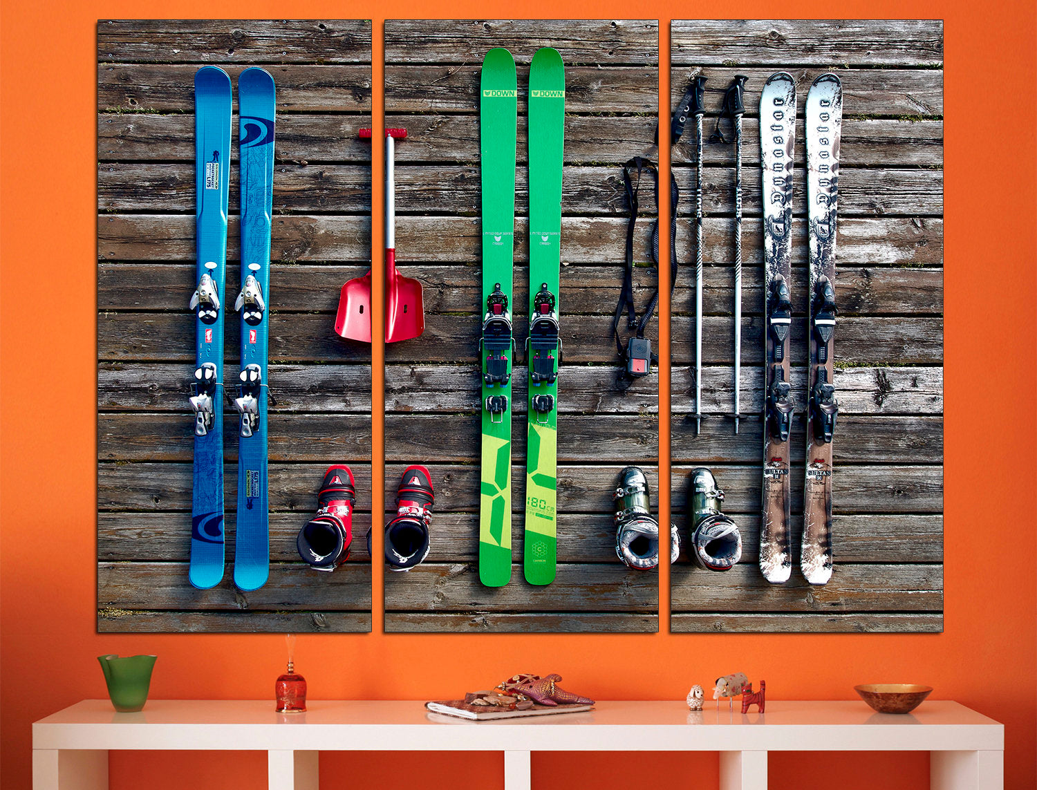 Ski Wall Art Extra Large Wall Art Winter Wall Decor, Skiing Poster Triptych Wall Art Ski Gift