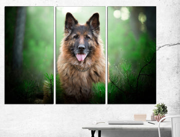 German Shepherd 3 Panel Wall Art Dog, Canvas Print Shepherd Poster Dog Wall Decor