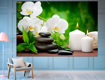 White Orchid Spa Art Print Orchid Home Decor Spa, Home Decor Orchid Flower Decor Orchid Canvas