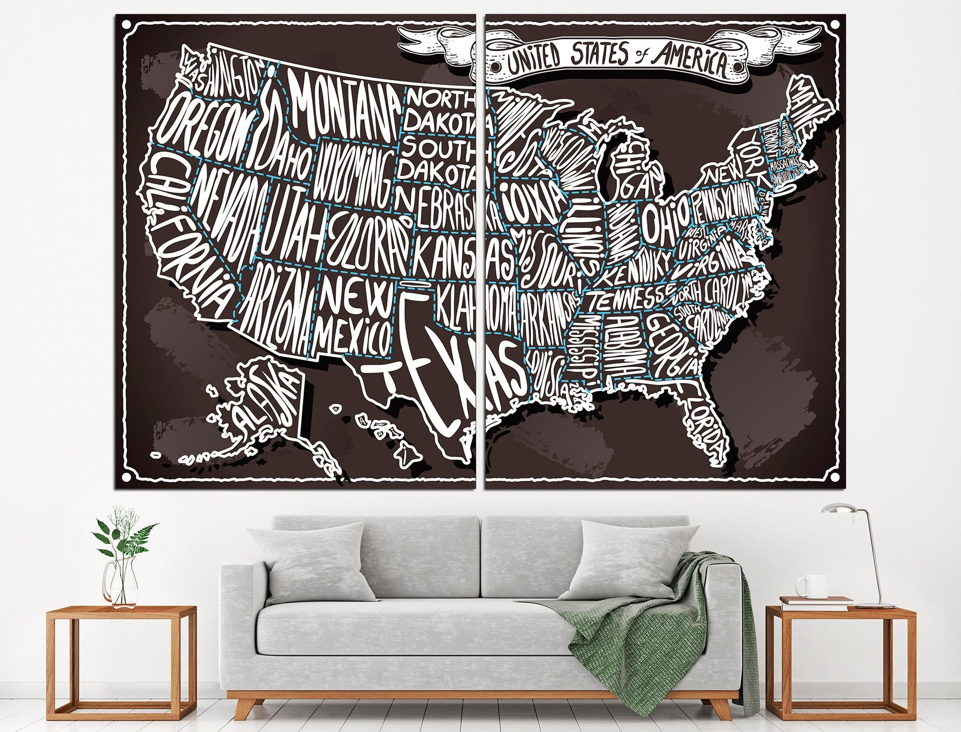 United States Map USA Map Canvas Map Wall Art USA, Canvas Print Map Of United States America Map USA Map Decor