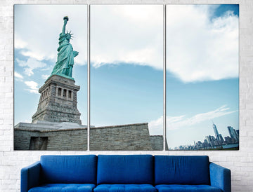 Statue Of Liberty Triptych Wall Art Patriotic Home Decor, New York Statue American Poster Americana Decor