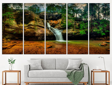 Waterfall Print Forest Canvas Waterfall Canvas Art, Waterfall Wall Decor Large Canvas Art