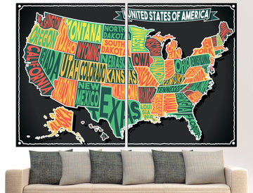 USA Map Canvas Map Of America Map Wall Art, Map Of United States US Map Wall Art Large USA Map
