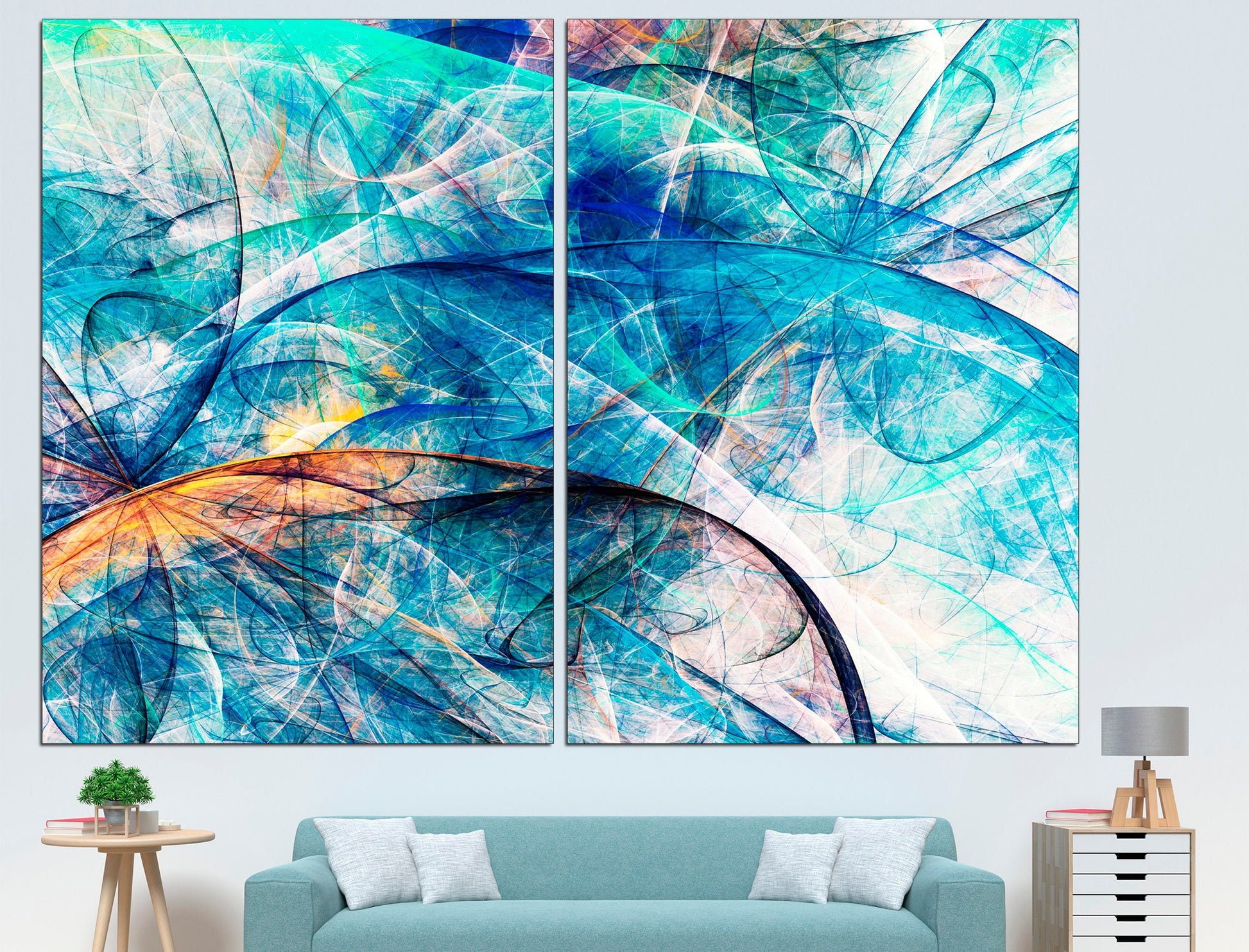 Abstract blue Bright motion composition Abstract bright art, Big abstract art Bright art print Extra large wall art