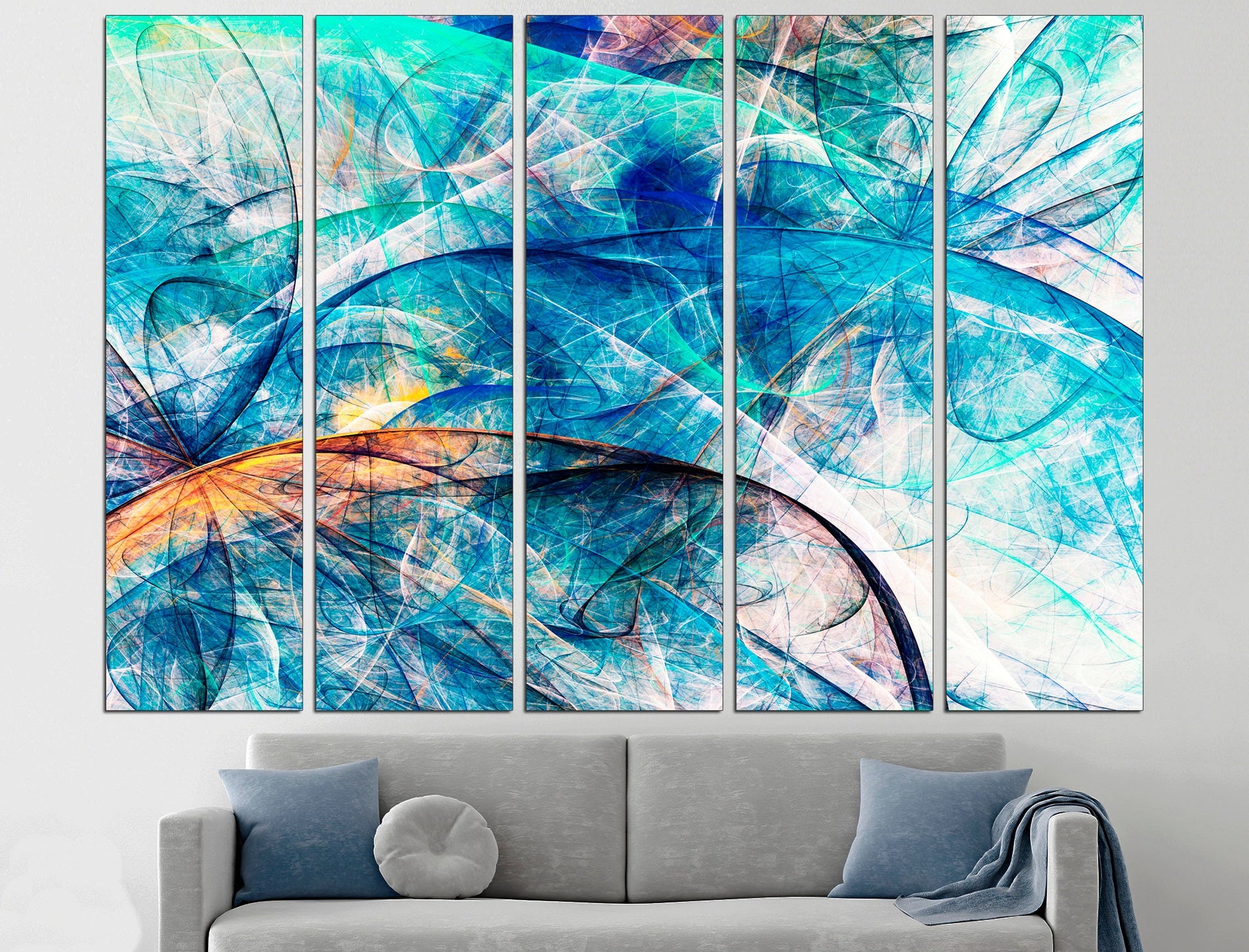 Abstract blue Bright motion composition Abstract bright art, Big abstract art Bright art print Extra large wall art