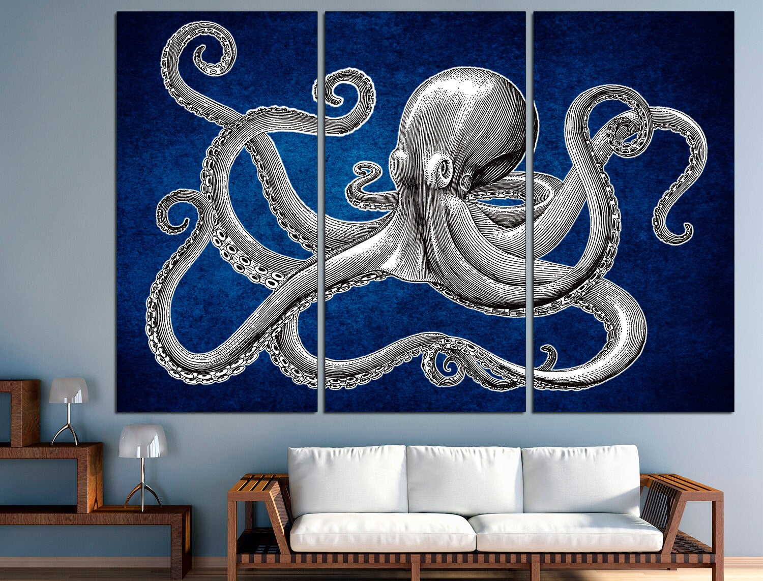 Octopus wall art Kraken art Nautical wall decor, Octopus art print Octopus home decor Octopus lover gift