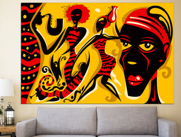 Abstract african art African women canvas African wall decor, Ethnic wall art Africa canvas art African triptych