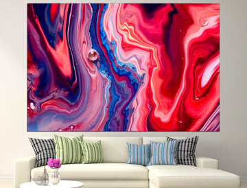 Red marble canvas Blue marble print, Marble wall art Large canvas print Marble wall decor