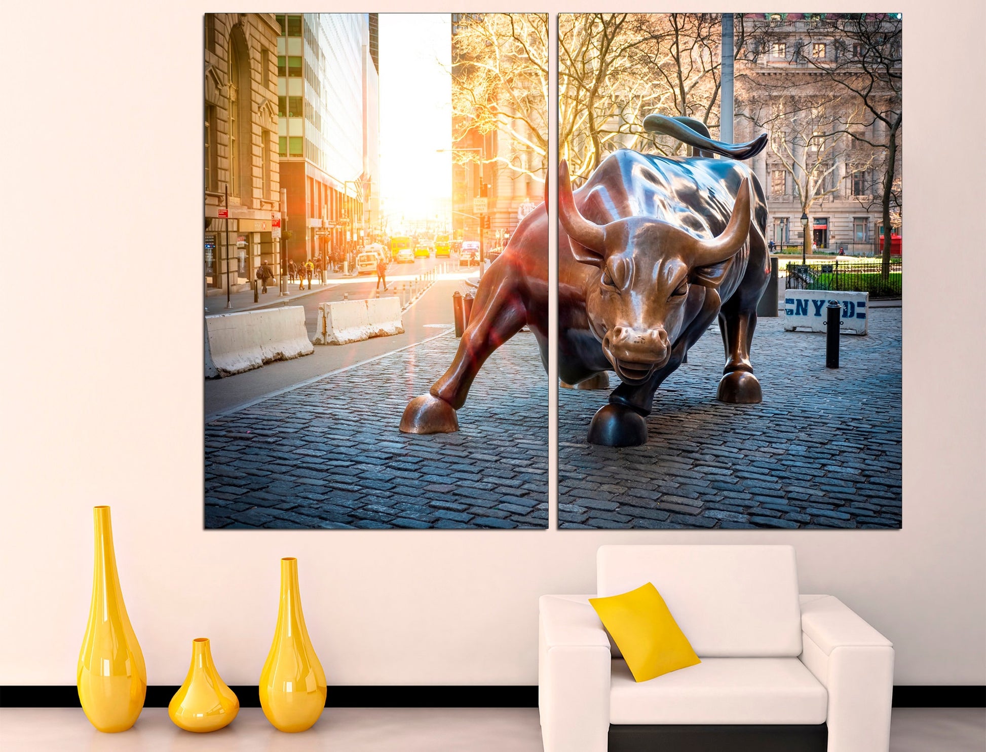 Charging bull canvas New York bull statue Bull wall art, Money canvas Gold bull Bronze statue canvas