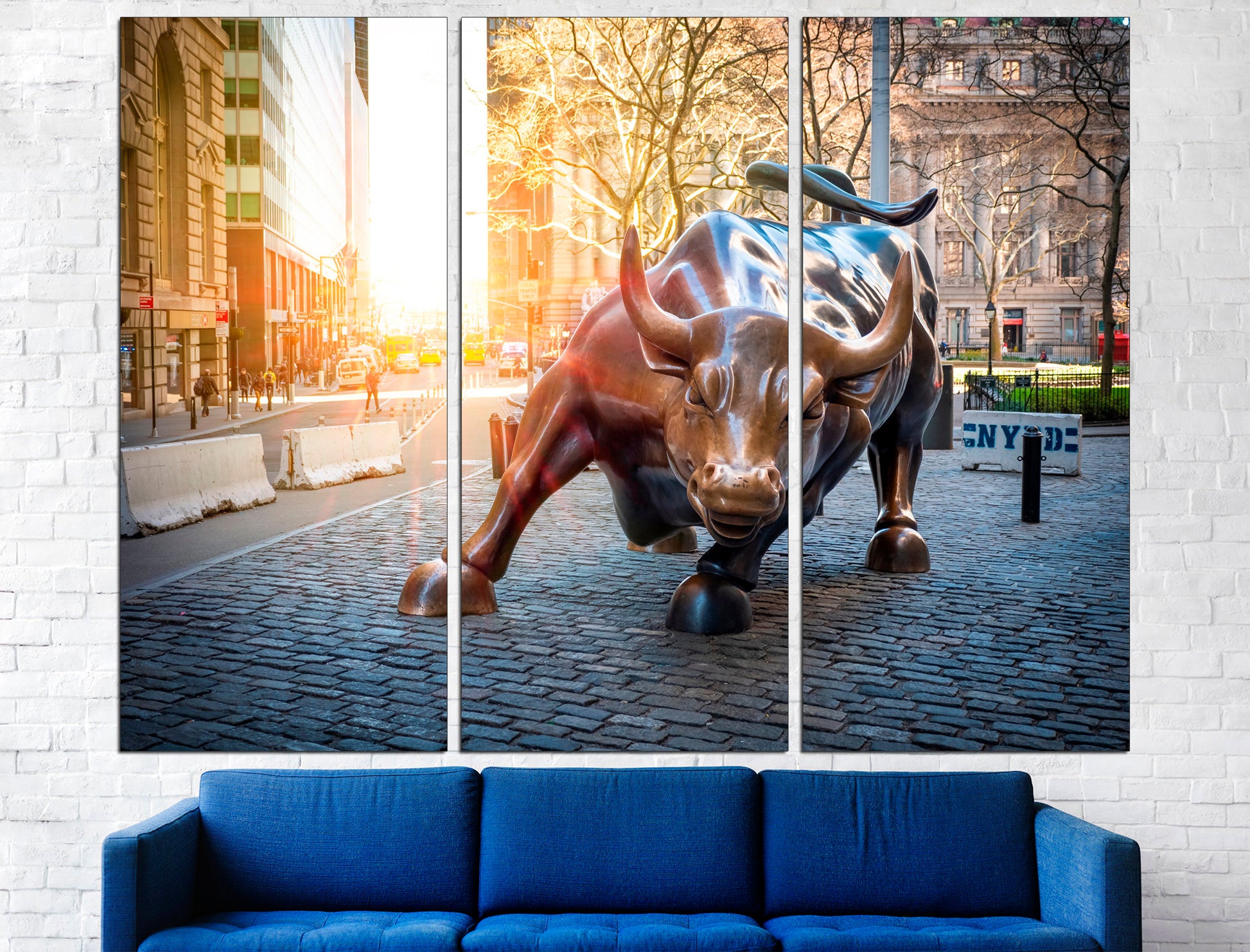 Charging bull canvas New York bull statue Bull wall art, Money canvas Gold bull Bronze statue canvas