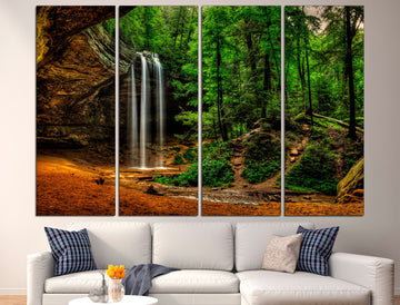 Waterfall canvas Nature wall decor Waterfall art, Canvas wall art Landscape canvas art Multi panel wall art