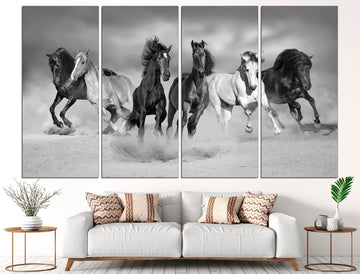 Wild horses Black white wall art Horse decor, Black white print Horse wall art Black white print