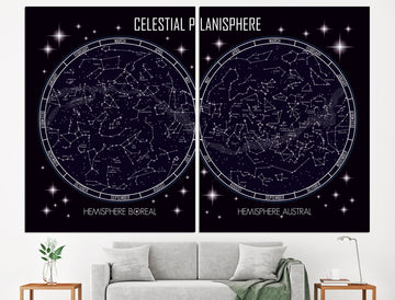 Constellation map Star map print Star map framed, Constellation print Space canvas Astronomy map