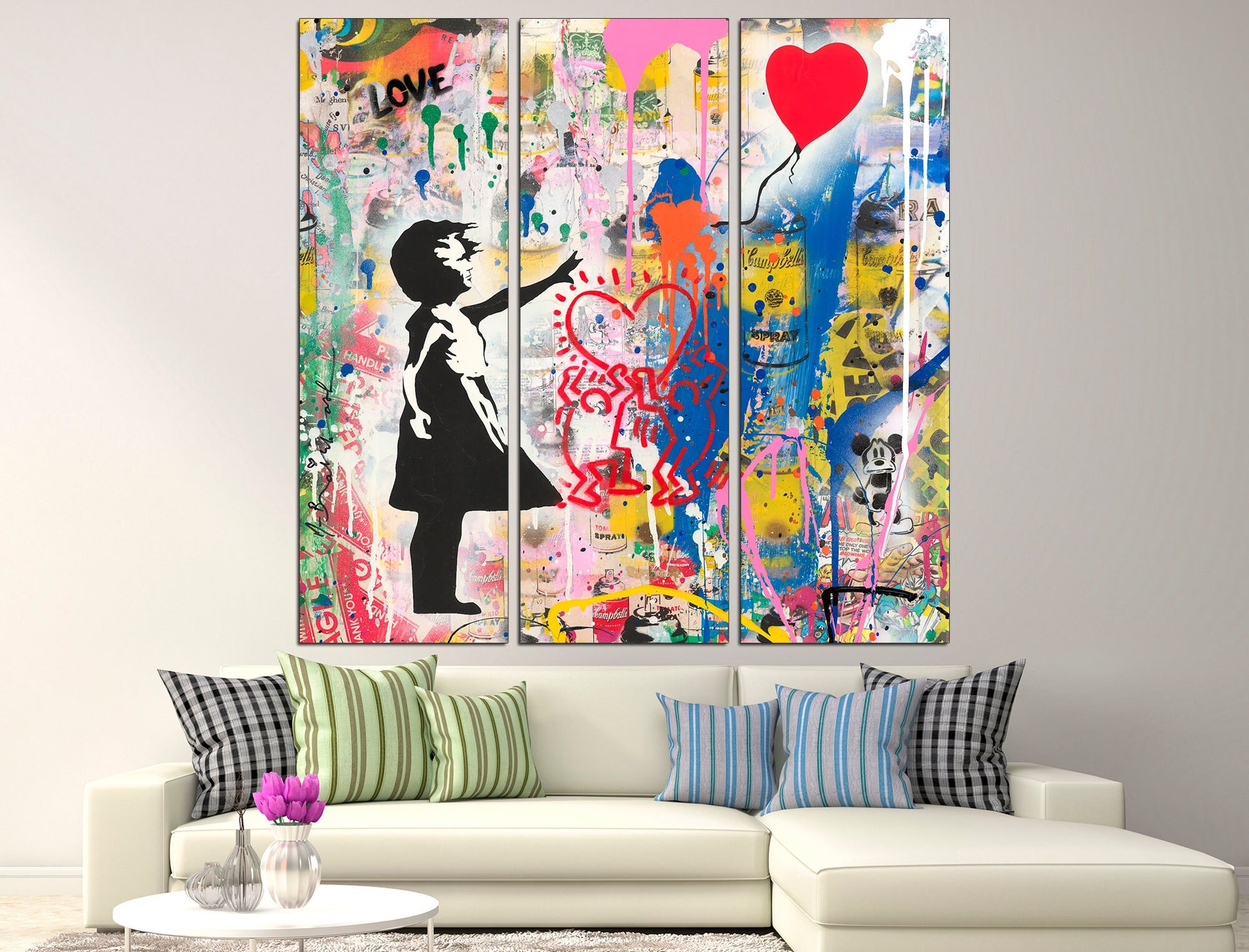 Balloon girl Graffiti print Large wall art, Graffiti canvas art Modern home decor Modern art print