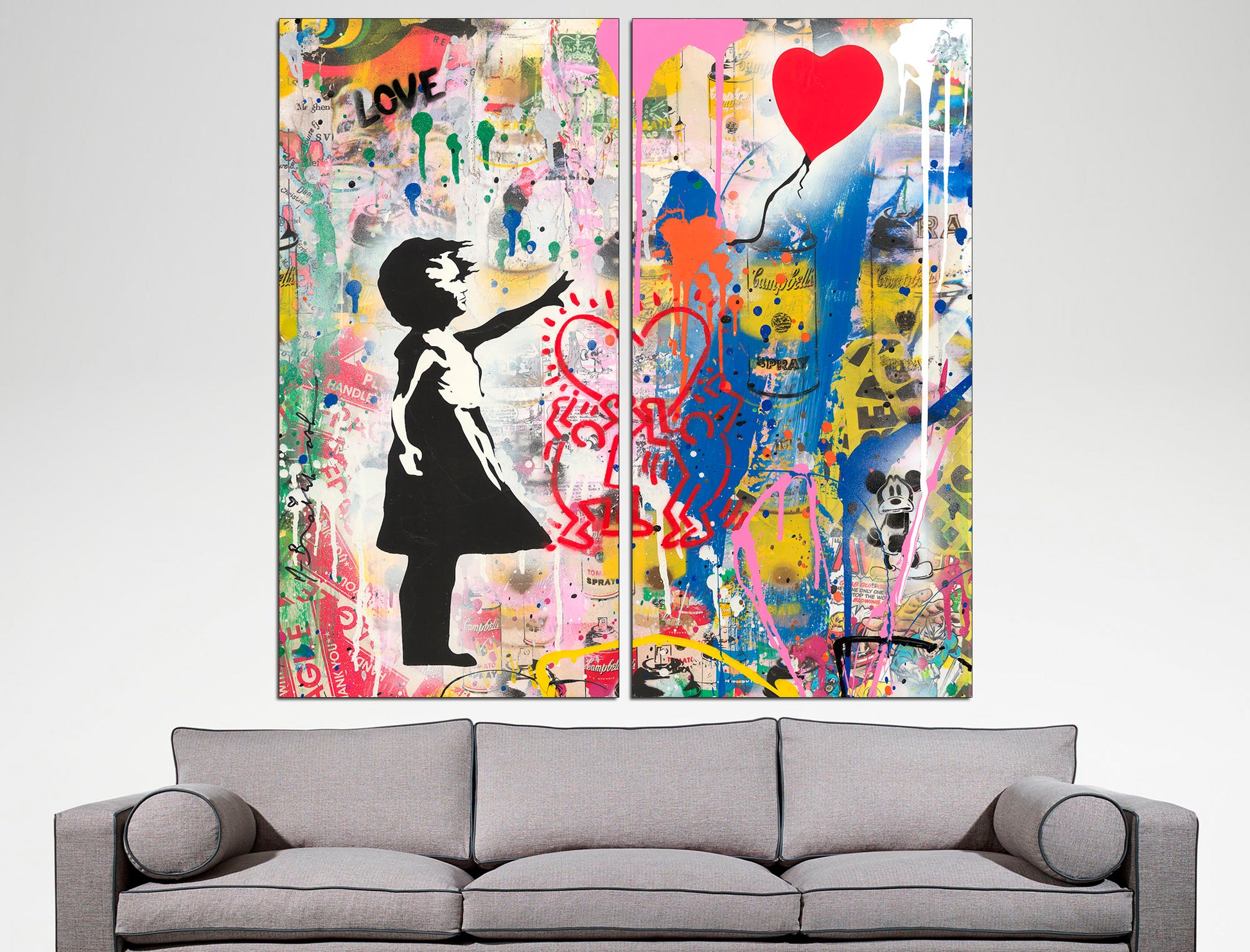 Balloon girl Graffiti print Large wall art, Graffiti canvas art Modern home decor Modern art print