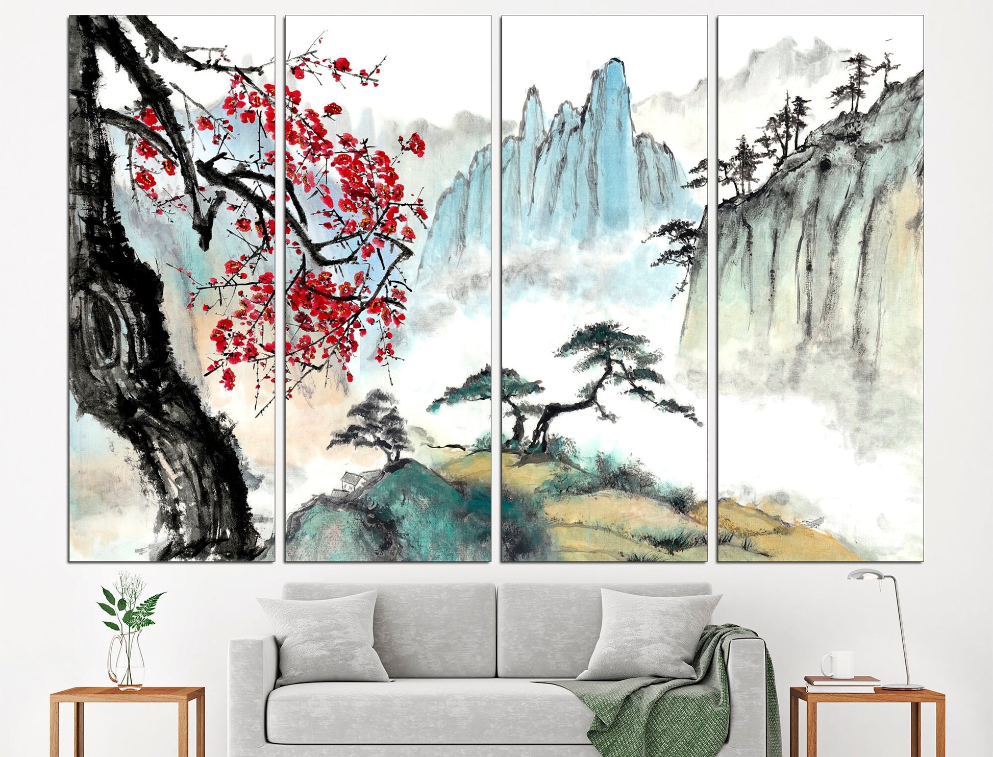 Japanese canvas Large canvas art Japanese art print, Canvas wall art Japanese art set Multi panel canvas