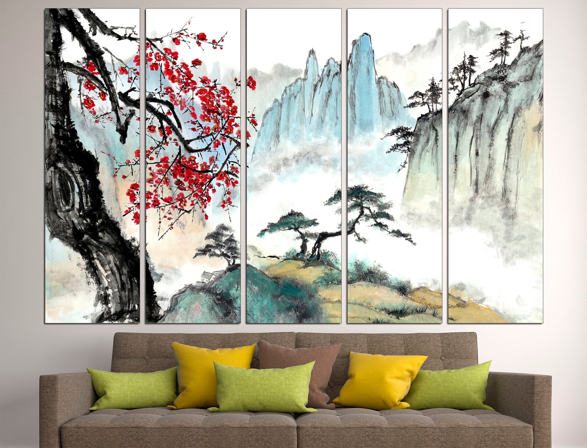 Japanese canvas Large canvas art Japanese art print, Canvas wall art Japanese art set Multi panel canvas