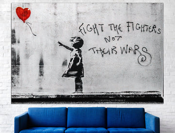 Banksy Canvas Wall Art | Girl with flower garden