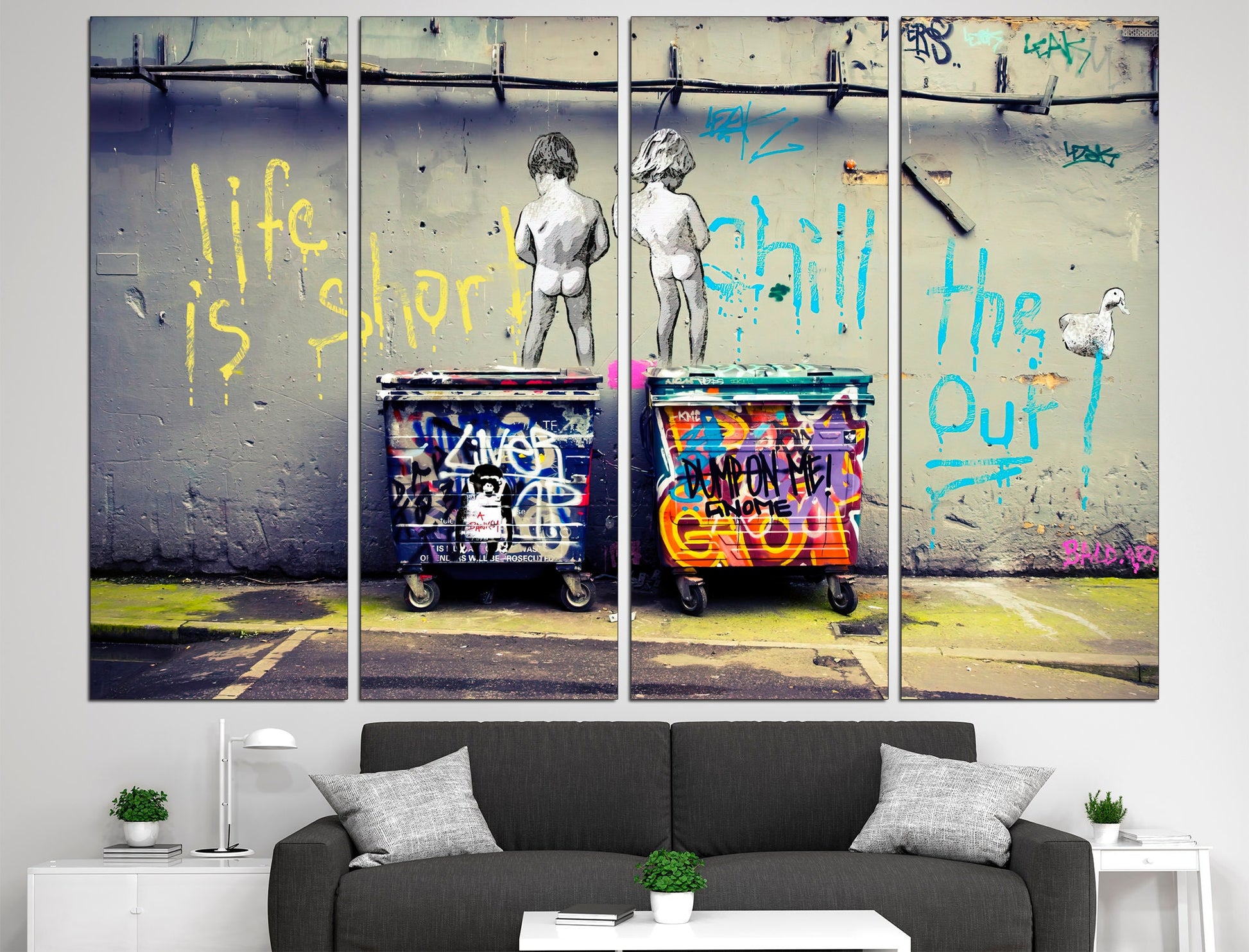 Funky wall art Graffiti canvas art Multi panel canvas, Street art canvas Framed canvas Hanging canvas print