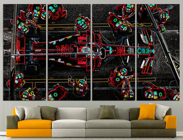 Pit stop print Sport car canvas Pit stop wall art, Pit stop poster Large canvas art Car lover gift