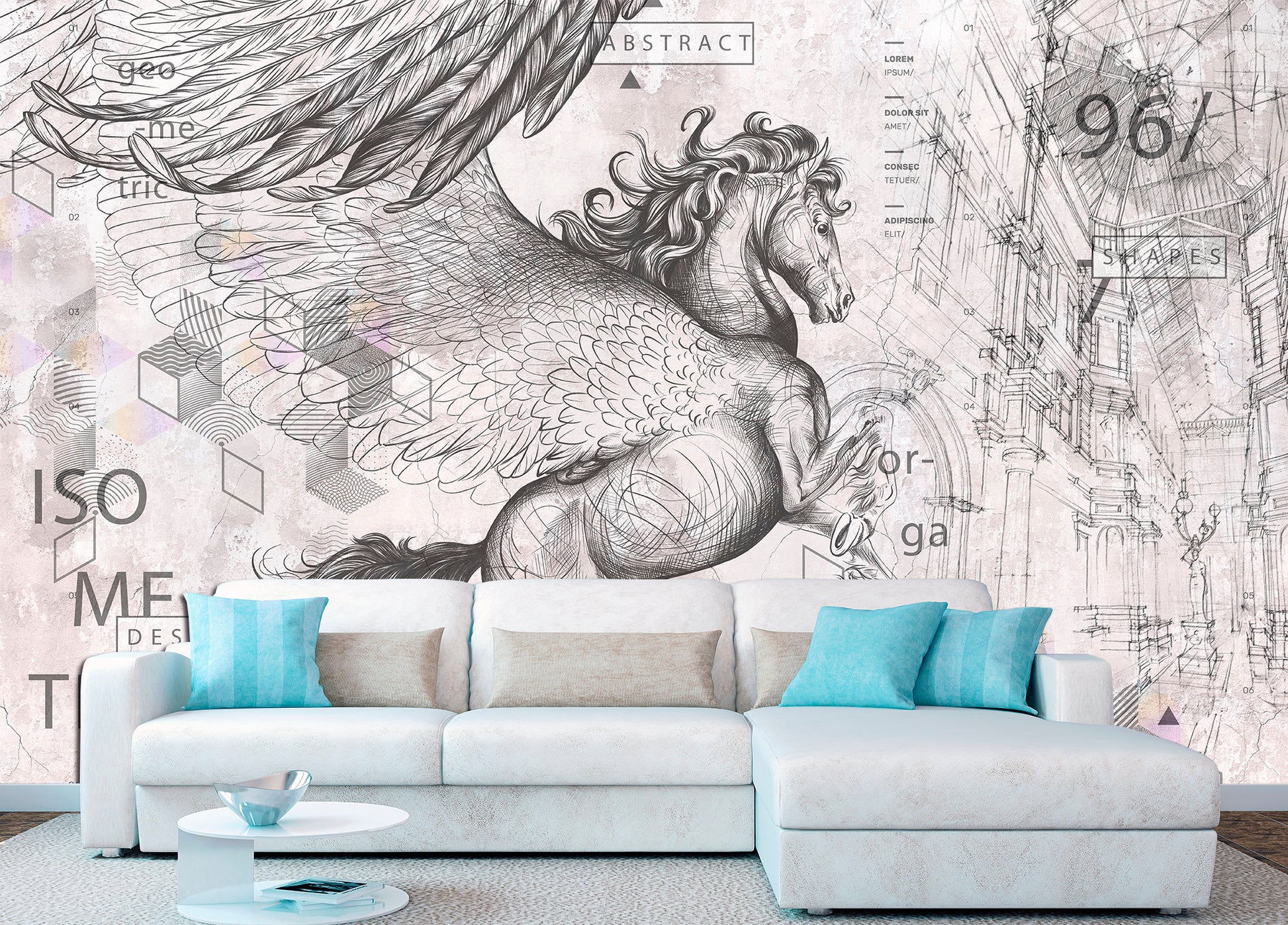 Pegasus wall decor Wallpaper mural Horse wallpaper, Fantasy wall art Art deco wallpaper Adhesive wallpaper