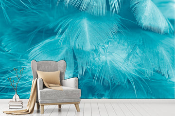 Feather wallpaper Bedroom wall decor Blue wallpaper Bedroom wall art, Modern wallpaper Feather wall art Large wall decor, Modern wallpapers