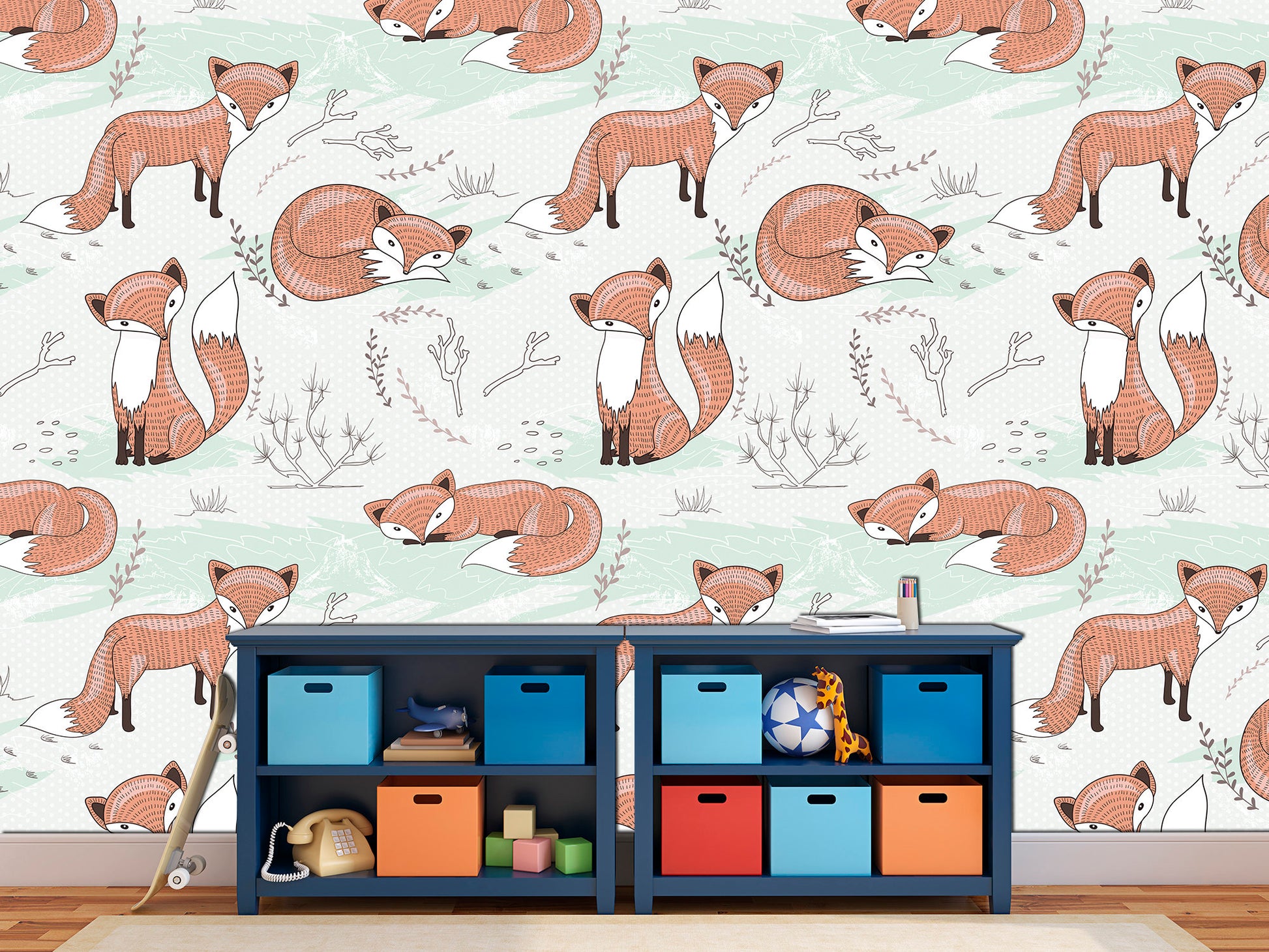 Cute fox Kids wallpaper Nursery wall art Fox wall art, Animals wallpaper Peel stick wallpaper Gifts for fox lovers