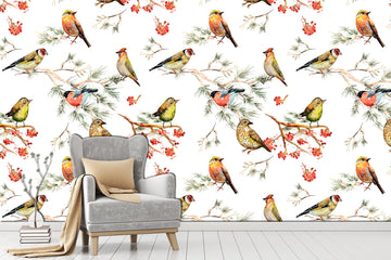 Winter bird decor Forest wallpaper Bird wall art, Art deco wallpaper Bird lover gift Colorful home decor, Animal wallpapers
