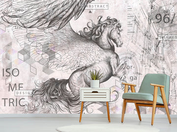 Pegasus wall decor Wallpaper mural Horse wallpaper, Fantasy wall art Art deco wallpaper Adhesive wallpaper, Modern wallpapers