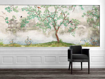 Japanese wallpaper Chinoiserie decor Botanical wallpaper Chinoiserie print, Vintage wallpaper Chinoiserie wall art Living room decor, Modern wallpapers