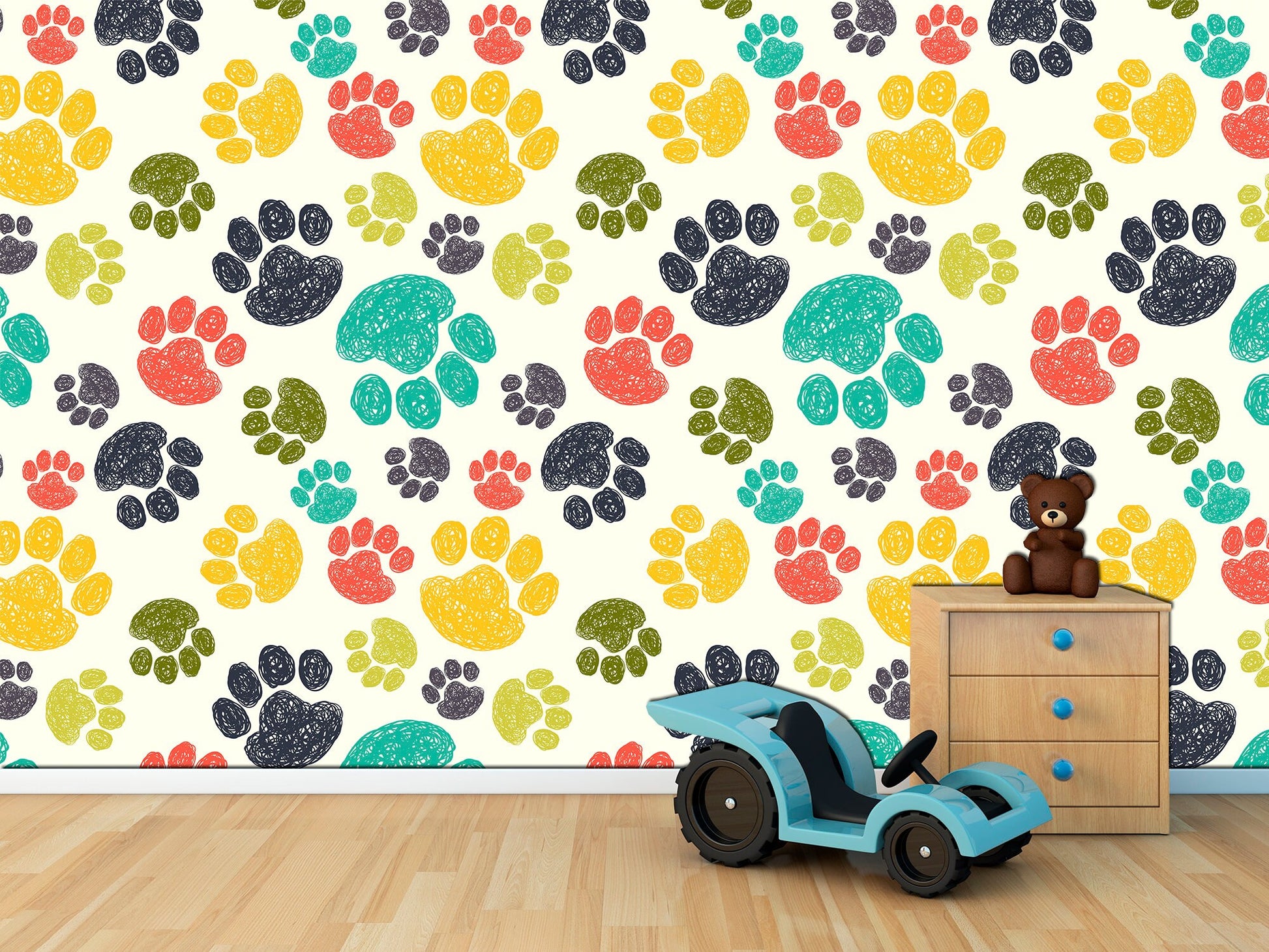 Animal paws decor Art deco wallpaper Animal lover gift, Wallpaper roll Boys room decor Animal wallpaper Nursery wall decor