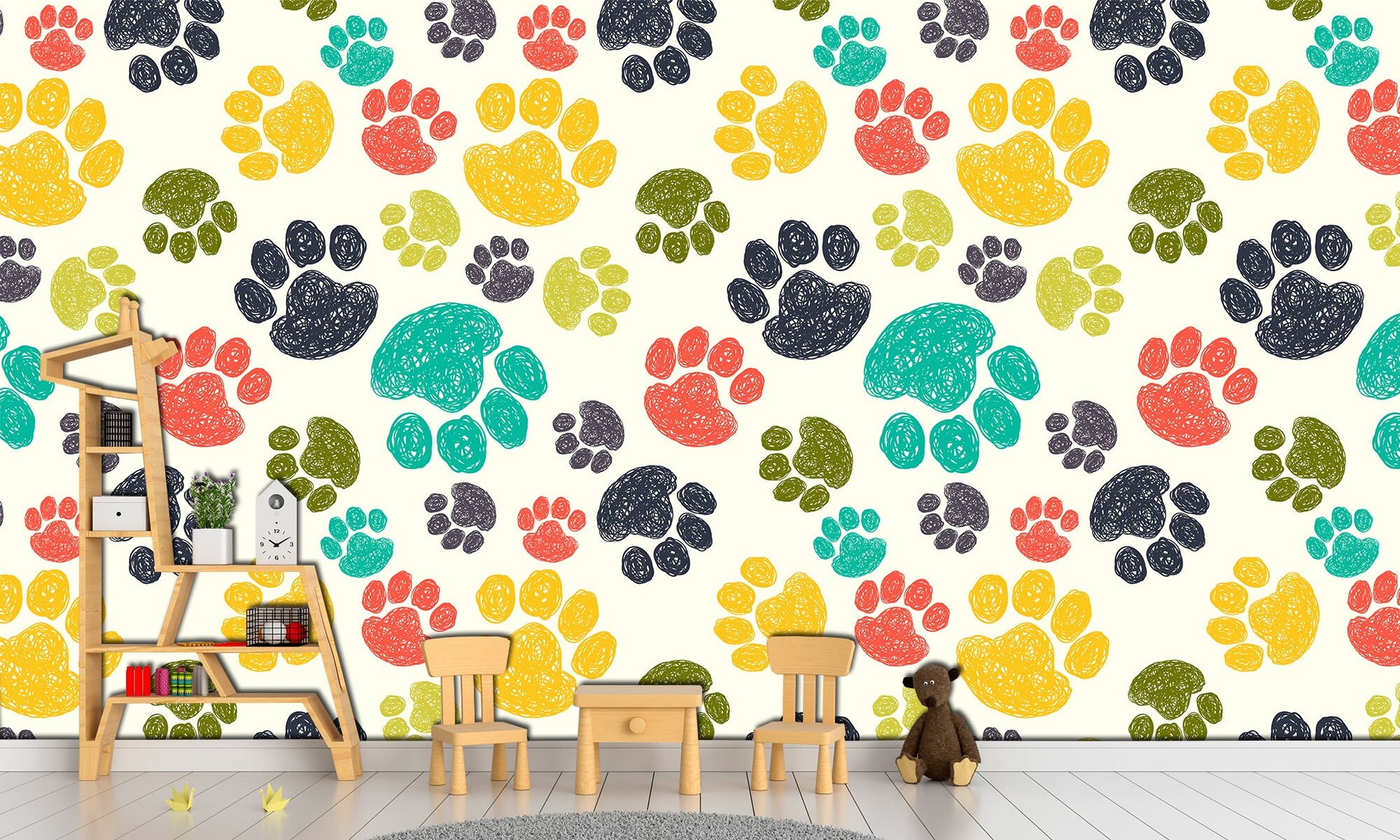 Animal paws decor Art deco wallpaper Animal lover gift, Wallpaper roll Boys room decor Animal wallpaper Nursery wall decor