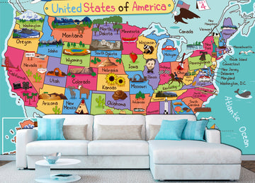 United States map Mural wallpaper Map wall decal, Kids room wallpaper State wall art Modern wallpaper USA wallpaper, World & Maps wallpapers