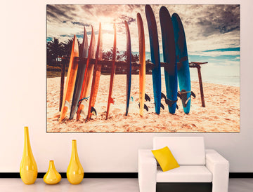 Surfboard wall art Surfing canvas Framed canvas Beach house decor, Surfboard print Large canvas art Surf decor Framed canvas