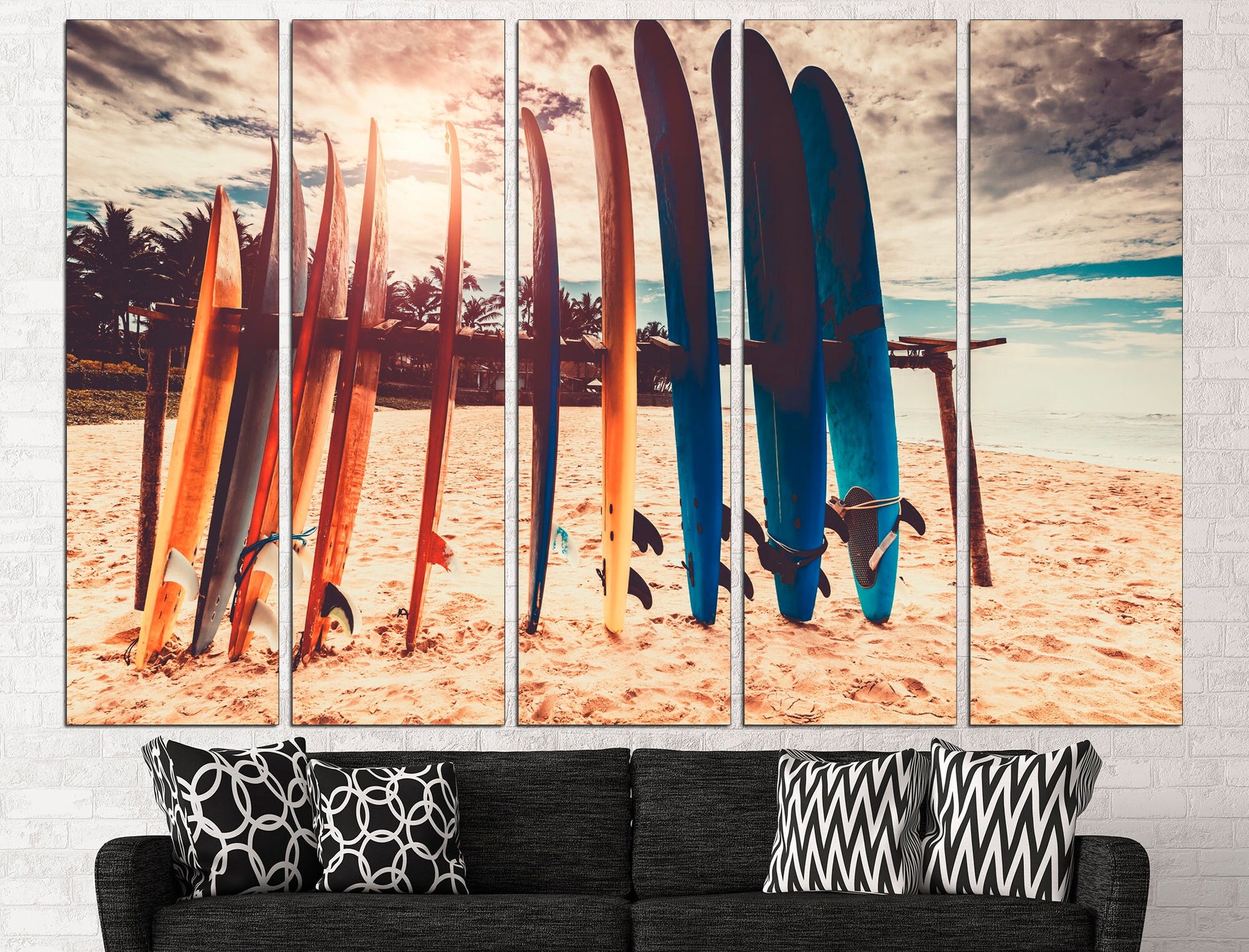 Surfboard wall art Surfing canvas Framed canvas Beach house decor, Surfboard print Large canvas art Surf decor Framed canvas