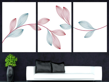 Flower line print Multi panel canvas Botanical line art, 3 piece wall art Minimalist flower Large canvas art