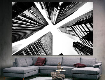 Los Angeles print Cityscape canvas Black white wall art, Large canvas print Black abstract art Cityscape wall art