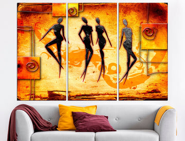 African canvas Large canvas print African wall art, Set of 3 canvas African dancer Large african art