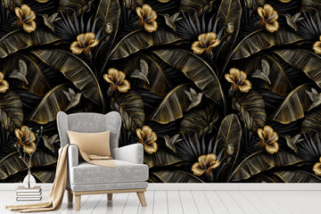 Gold tropical leafs Mural wallpaper Banana leaf wallpaper, Leaf wall art Bohemian wall decor Art deco wallpaper, Modern wallpapers