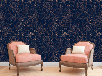 Rose print Bohemian wallpaper Flower wall art, Peel stick textured wallpaper wall art Art deco wallpaper, Modern wallpapers