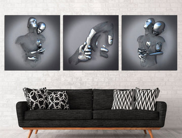 Metal canvas Set of 3 wall art Canvas wall decor, Set of 3 canvas Minimalist wall art Large canvas prints
