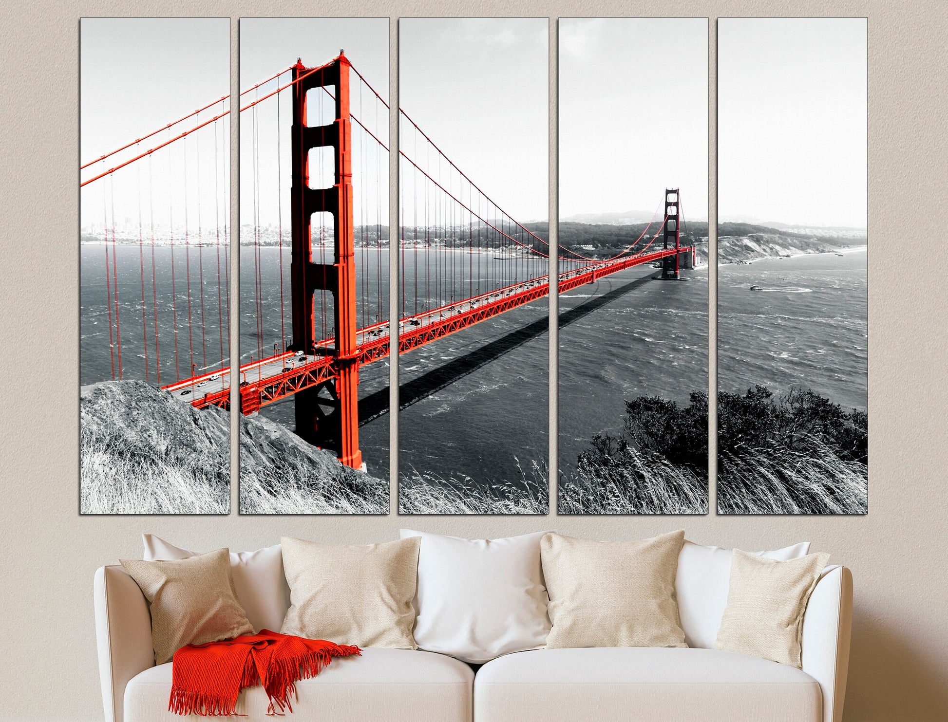 Golden Gate bridge Black white wall art Golden Gate prints, Brooklyn Bridge Canvas wall art Architecture bridge
