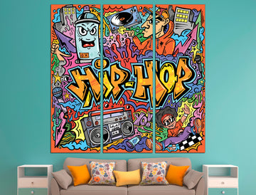Hip hop canvas Extra large wall art Graffiti print, Urban wall art Street art on canvas Hip hop poster