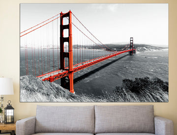 Golden Gate bridge Black white wall art Golden Gate prints, Brooklyn Bridge Canvas wall art Architecture bridge